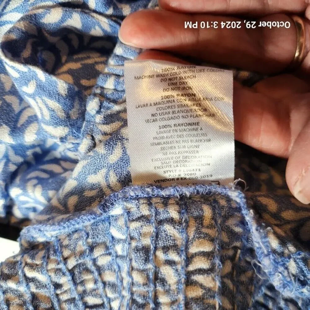 Kiwi + Punch Wide Leg Sarong Pant And Smocked Crop Top Set Blue Women's Large - Picture 12 of 16